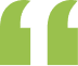 A large green quotation mark symbol on a white background.