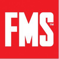 Logo with bold white letters FMS on a red background.